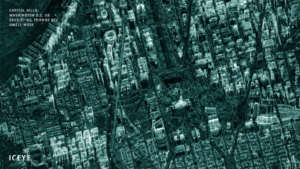Wizerunek trybu ICE DWELL z Waszyngtonu, prezentujący Capitol Hill i NASA. Źródło: ICEYE